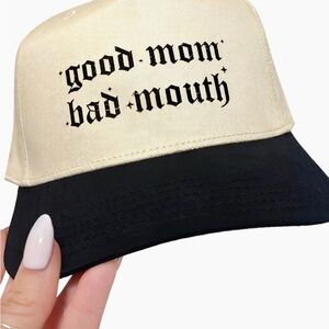 Good Mom Bad Mouth Two-Tone Trucker Hat - Black & Cream